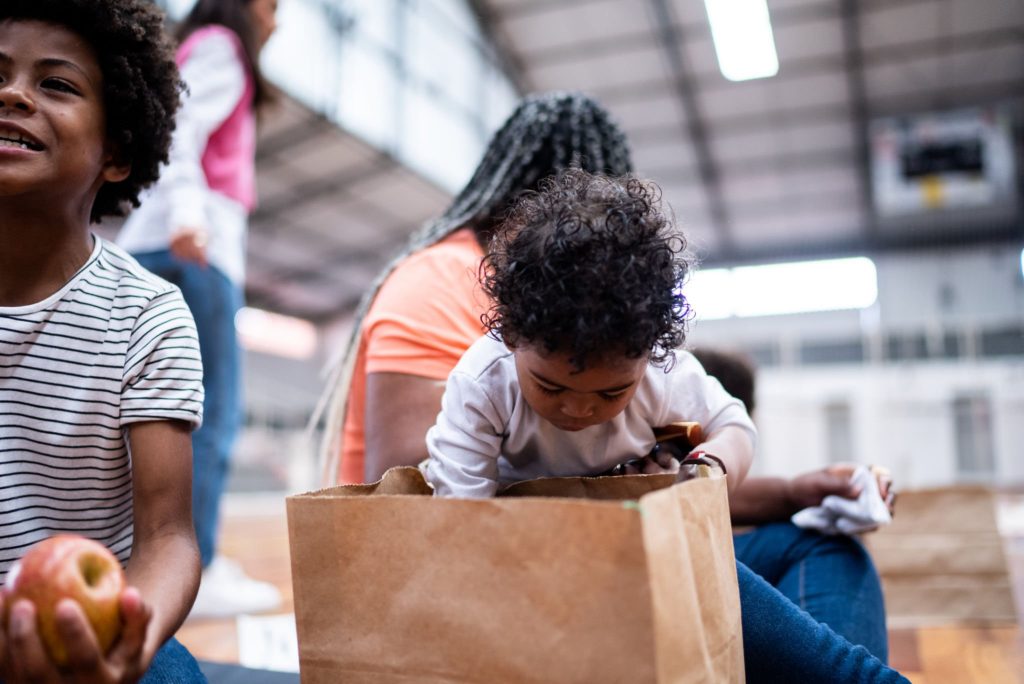 Family receiving food welfare services