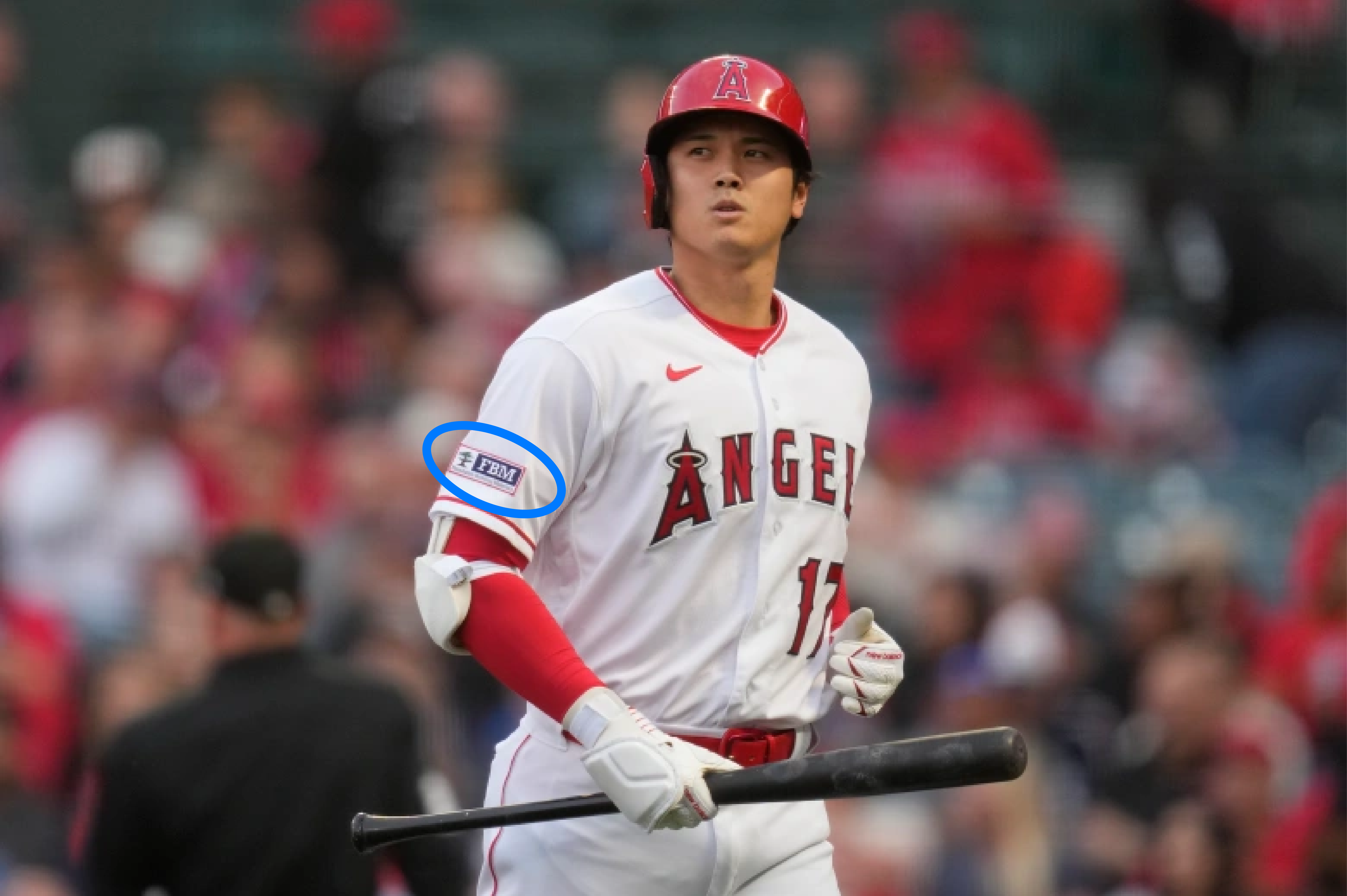 Shohei Ohtani-Baseball player sporting the FBM logo on his sleeve Automation and Baseball
