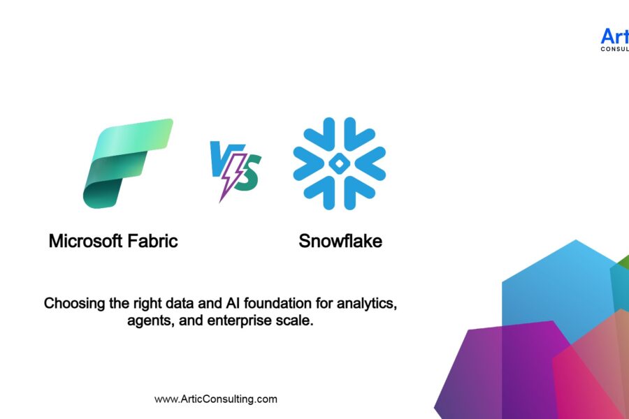 Microsoft Fabric vs Snowflake comparison for enterprise AI, data analytics, AI agents, governance, and modern data architecture